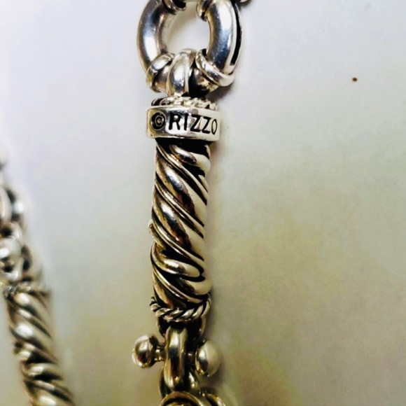 ❤️ Rizzo Sterling Silver 925 Twisted Cable Bracelet with Gold Domes - Picture 5 of 7